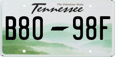 TN license plate B8098F