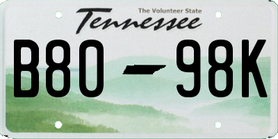 TN license plate B8098K