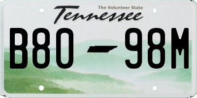 TN license plate B8098M
