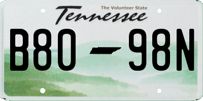 TN license plate B8098N