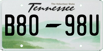 TN license plate B8098U
