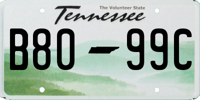 TN license plate B8099C