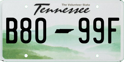 TN license plate B8099F