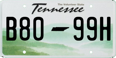 TN license plate B8099H
