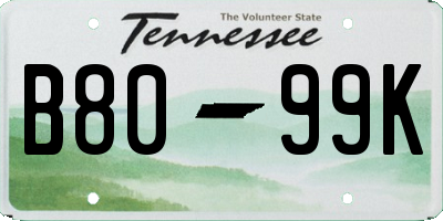 TN license plate B8099K