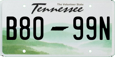 TN license plate B8099N