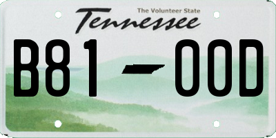 TN license plate B8100D