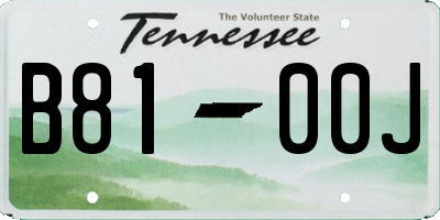 TN license plate B8100J