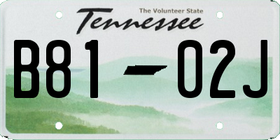 TN license plate B8102J