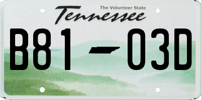 TN license plate B8103D