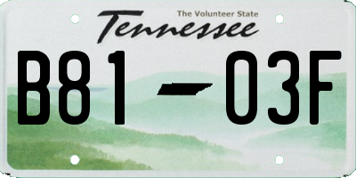 TN license plate B8103F