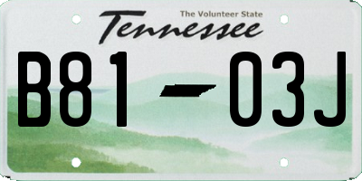 TN license plate B8103J
