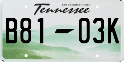 TN license plate B8103K