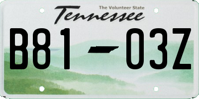 TN license plate B8103Z