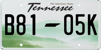 TN license plate B8105K