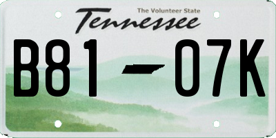 TN license plate B8107K