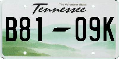 TN license plate B8109K