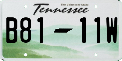 TN license plate B8111W