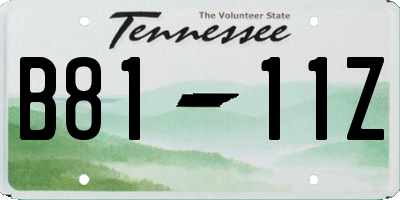 TN license plate B8111Z