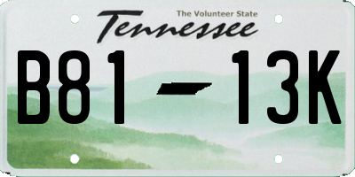 TN license plate B8113K