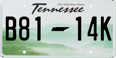 TN license plate B8114K