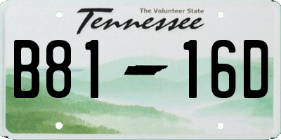 TN license plate B8116D
