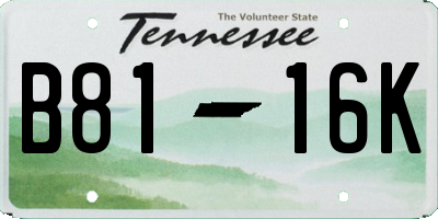 TN license plate B8116K