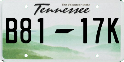 TN license plate B8117K