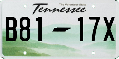 TN license plate B8117X