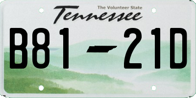 TN license plate B8121D