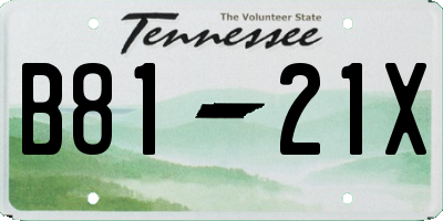 TN license plate B8121X