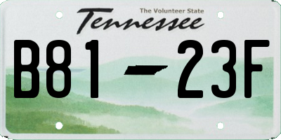 TN license plate B8123F