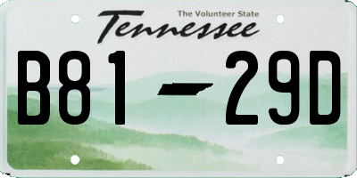 TN license plate B8129D