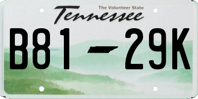 TN license plate B8129K