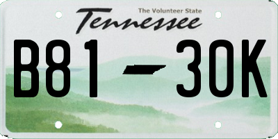 TN license plate B8130K