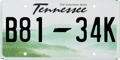 TN license plate B8134K