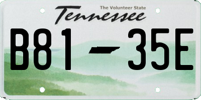 TN license plate B8135E