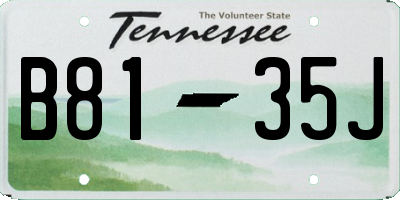 TN license plate B8135J