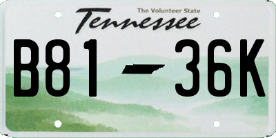 TN license plate B8136K