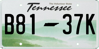 TN license plate B8137K