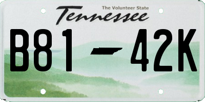 TN license plate B8142K
