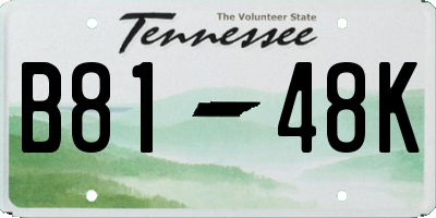 TN license plate B8148K