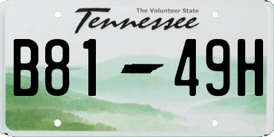TN license plate B8149H