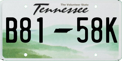 TN license plate B8158K