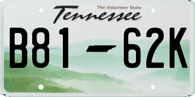 TN license plate B8162K