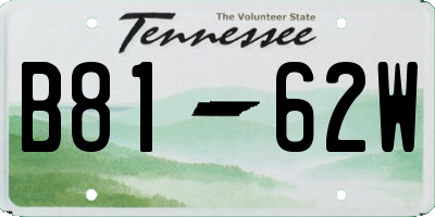 TN license plate B8162W