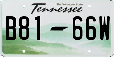 TN license plate B8166W