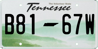 TN license plate B8167W