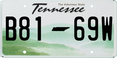 TN license plate B8169W
