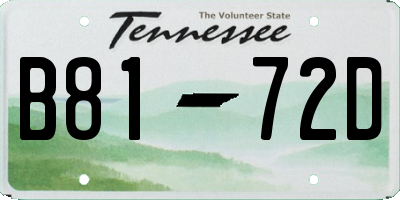 TN license plate B8172D